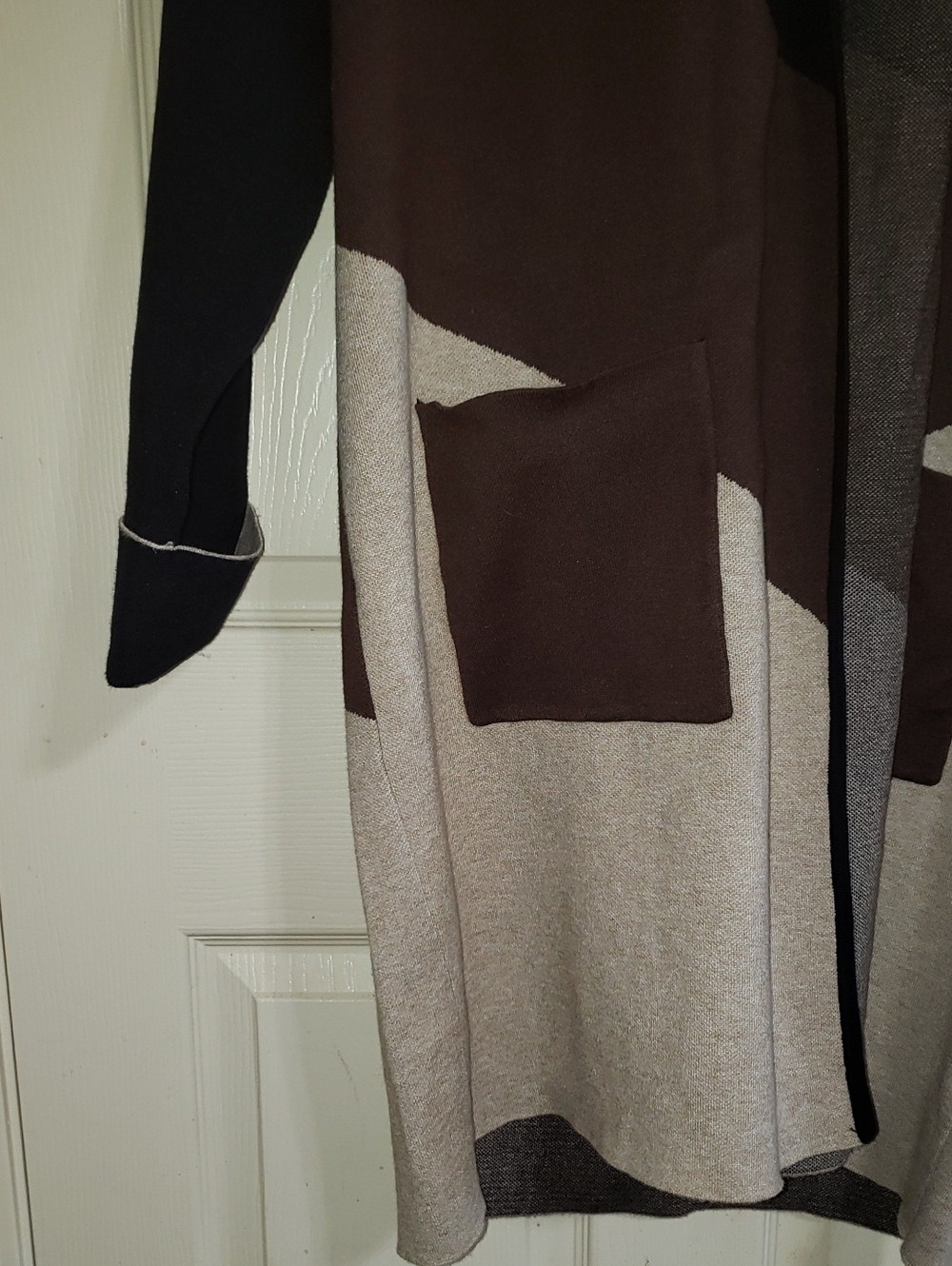 ππ€π DOR DOR COLOR BLOCK CARDIGAN BROWN BLACK TAN SMALL NEW - Picture 5 of 14
